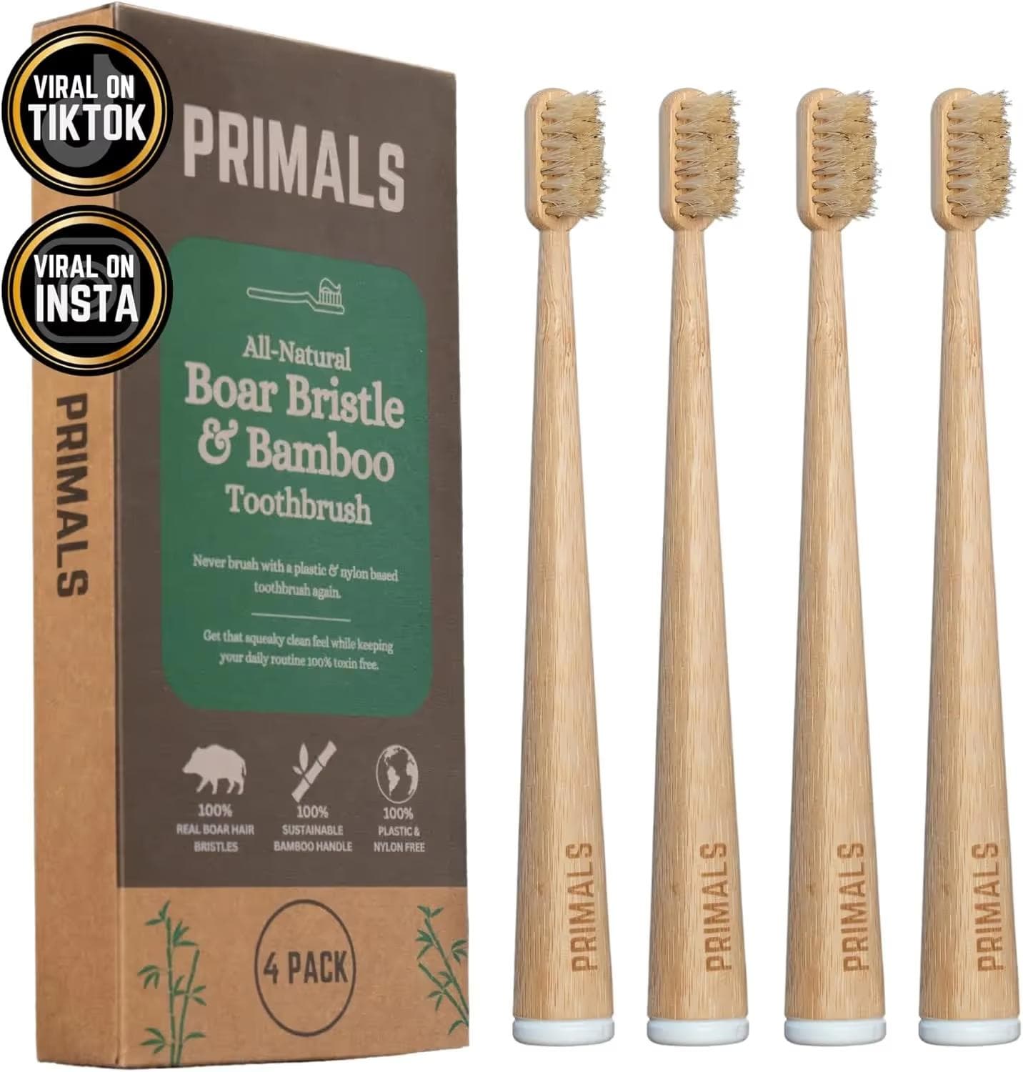 PRIMALS Boar Bristle & Bamboo Toothbrush