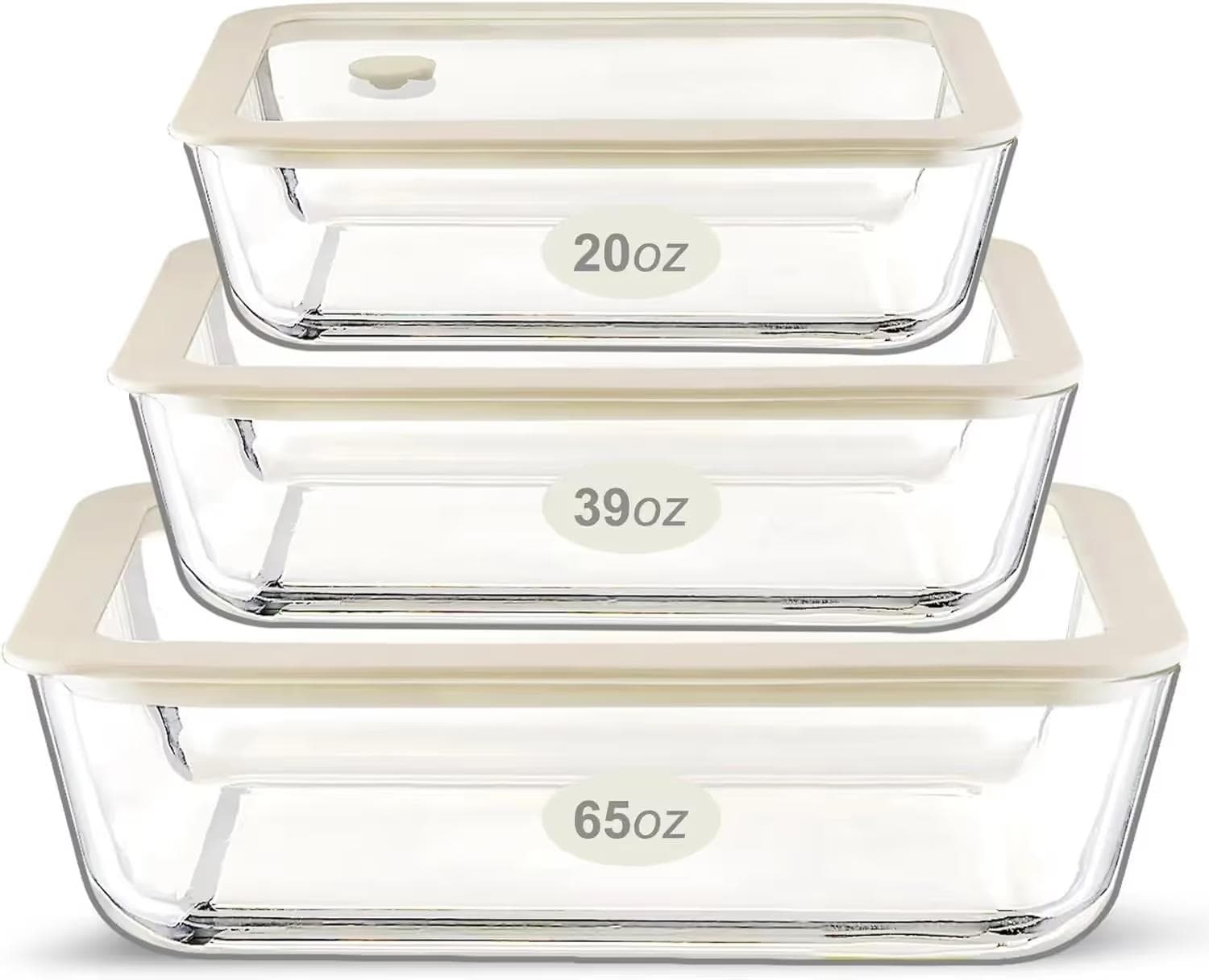 Urban Green Glass Food Container Set with Glass Lid, 3 pack