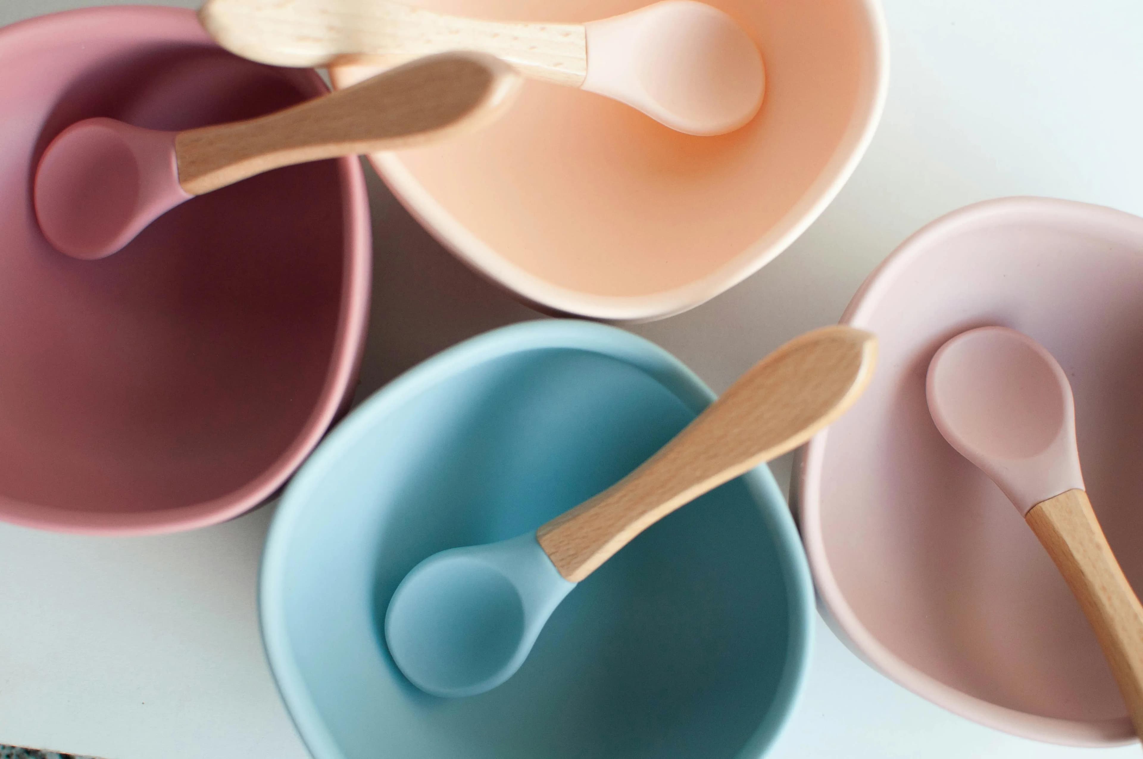 silicone spoons and bowls