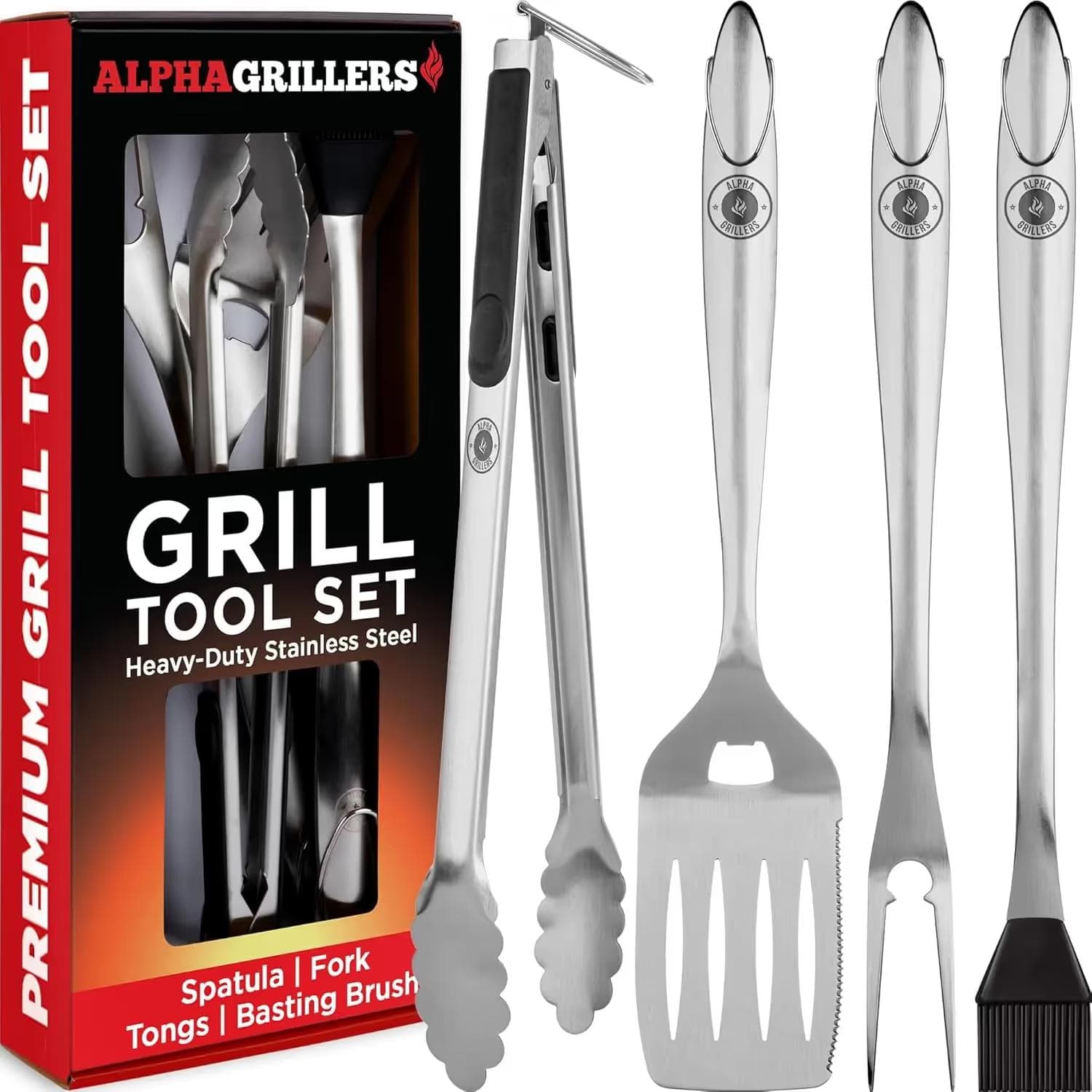 Alpha Grillers Stainless Steel Grill Tools Set
