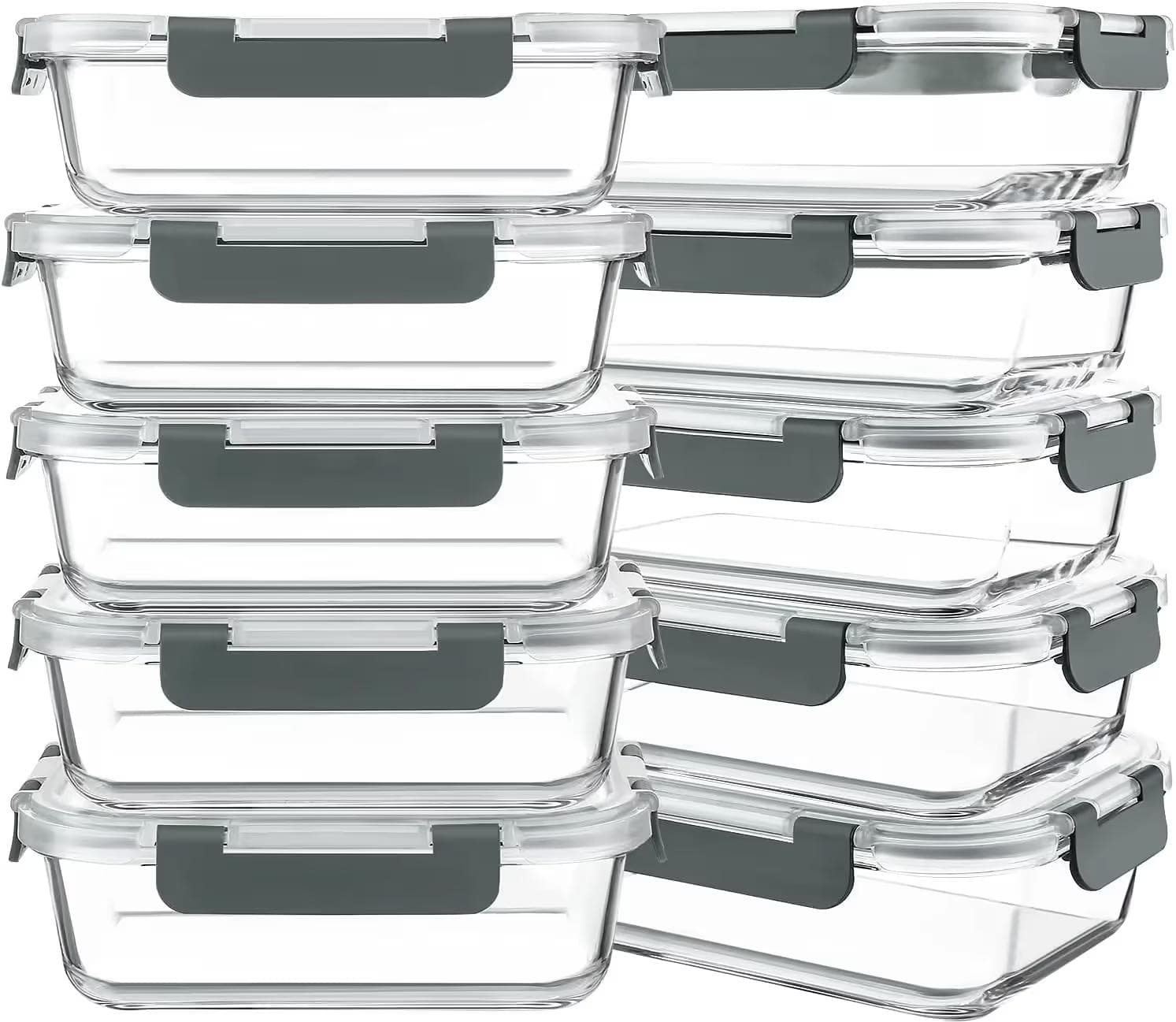 KOMUEE 10 Packs 30 oz Glass Meal Prep Containers